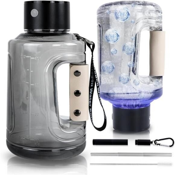 Hydrogen Water Bottle With Portable Foldable Straw, 57OZ/1.5L Large Portable - Picture 1 of 7